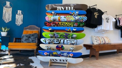 Ayni Skate Shop sells skateboard decks and parts, in addition to clothing and other accessories made by local artists. (Courtesy Ayni Skate Shop)