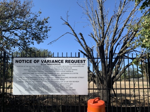 The Houston Planning Commission will meet Dec. 16 to consider a variance request for a proposed home project on Ella Boulevard. (Shawn Arrajj/Community Impact Newspaper)