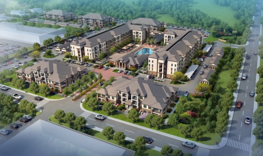 A new 37-acre mixed-use development is coming soon to Rosenberg, bringing apartments, retail and restaurants. (Rendering courtesy Prism)