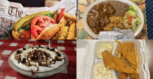 four images of different foods from different restaurants in round rock, pflugerville and hutto 
