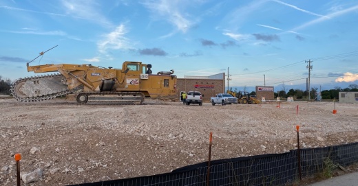 Crews are beginning work on The Point at 620-Retail II center from CSW Development 17280 N. RM 620, Round Rock. (Brooke Sjoberg/Community Impact Newspaper)