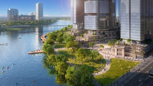 The proposed South Central Waterfront development could include millions of square feet of residential, commercial and hotel space. (Courtesy city of Austin)