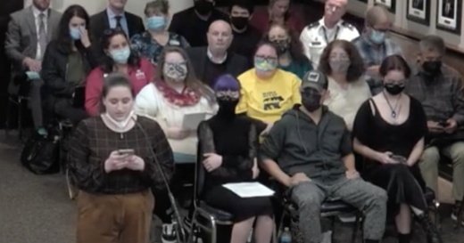 Reagan High School senior Amanda Jennings addresses the North East ISD school board Dec. 13 about the district's controversial library book review. (Courtesy North East ISD)