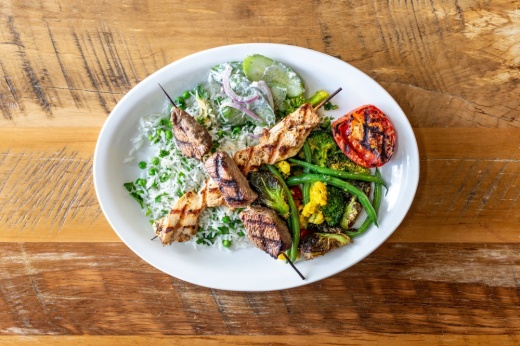 Food options at Local Table, which opened in Garden Oaks Dec. 15, include the kebab plate. (Courtesy Jenn Duncan)