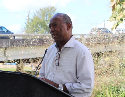 Houston Mayor Sylvester Turner speaks at an event in the Heights in December. (Shawn Arrajj/Community Impact Newspaper)
