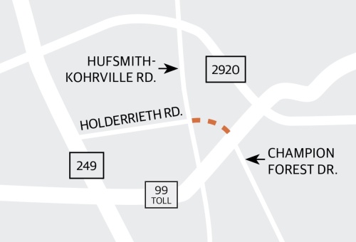Harris County Precinct 4 is studying a project to extend Holderrieth Road from Hufsmith-Kohrville Road to the Grand Parkway at Champion Forest Drive as a four-lane concrete paved section with improved drainage accommodations and traffic signal installation and modification as warranted. (Ronald Winters/Community Impact Newspaper) 