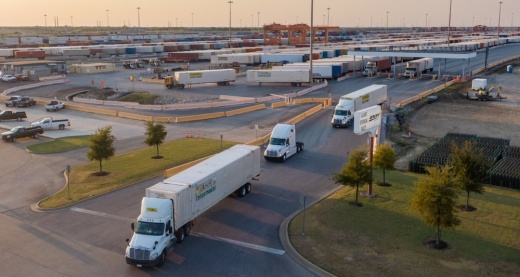The BNSF Railway’s Alliance Intermodal Facility performed more than 1 million cargo container lifts in 2020 as goods were transported into and out of the region. (Courtesy Hillwood)
