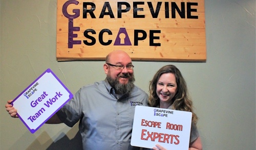 Russell and Amber Sebastian opened The Grapevine Escape in 2014. (Sandra Sadek/Community Impact Newspaper)