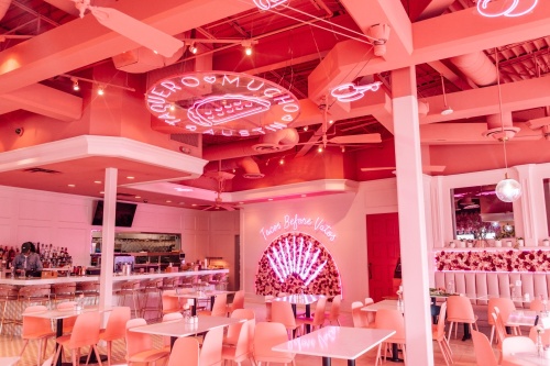 The new North Austin Taquero Mucho location continues the brand's "Instagrammable" pink design. (Courtesy Taquero Mucho)