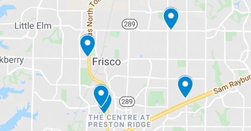 Screenshot of Google Maps Frisco area