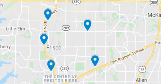 Screenshot of Google Maps Frisco area