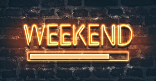 neon sign that says weekend