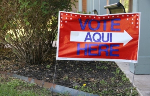 vote here yard sign