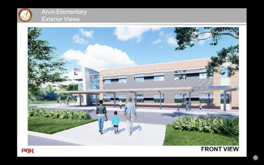 PBK Architects Inc. gave a presentation on the design of Alvin ISD's Alvin Elementary replacement campus. (Screenshot of PBK Architects' presentation)