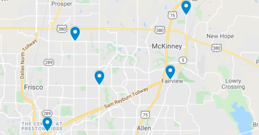 Google Maps screenshot of McKinney area