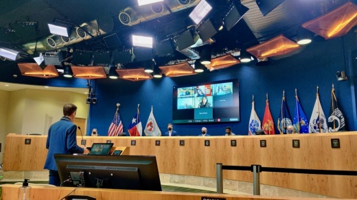 Mike Siegel, political director for the voter engagement group Ground Game Texas that developed the Austin Freedom Act of 2021, asked City Council to approve the ordinance without a city election Jan. 18. (Ben Thompson/Community Impact Newspaper)