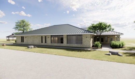 The old public library that would have been renovated to be a new welcome center is located at 303 Main St., Buda. (Rendering courtesy FGM Architects)