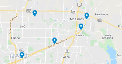 Google Maps screenshot of McKinney area
