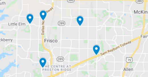 Google Maps screenshot of Frisco area