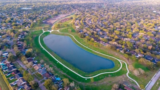 Exploration Green, a 200-acre functional park and detention basin, will finish its final two phases this year. Bay Area leaders also plan to focus on expanding green space, trails and park options in 2022. (Jamaal Ellis, J.Vince Photography/Community Impact Newspaper)
