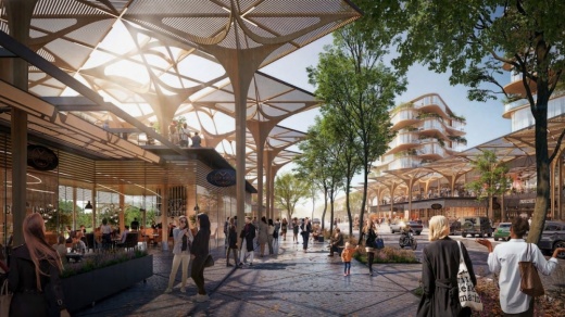 Frisco North, previously called The Oxbow at Frisco, will include space for offices, food and beverage offerings, entertainment, residencies and park space. (Rendering courtesy city of Frisco)