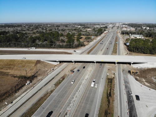 The bridge over Hughes Road was constructed as part of ongoing I-45 widening projects. (Courtesy Texas Department of Transportation)