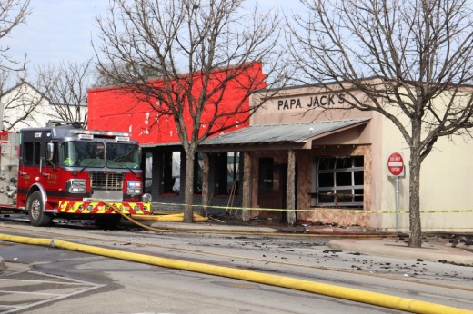 The business located at 108 and 110 W. Center St., Kyle, burned down in the early hours of Jan. 27. (Zara Flores/Community Impact Newspaper)
