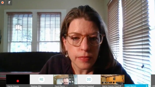 Leah Barton, who serves as Harris County’s managing director of strategic initiatives, talked about the Community COVID Housing Program on Jan. 25. (Screenshot via Facebook Live)