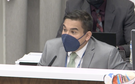 Alejandro Delgado, executive director of student enrollment in the district, presented enrollment data to the board. (Screenshot Courtesy Austin ISD)