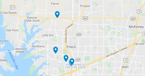 Google Maps screenshot of Frisco area