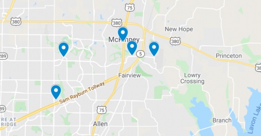 Google Maps screenshot of McKinney area