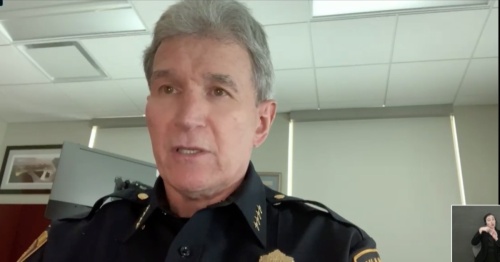 San Antonio Police Chief William McManus appears in a Feb. 1 virtual press conference talking with other local authorities about emergency planning for a strong cold front forecast to hit the area this week. (Courtesy city of San Antonio)