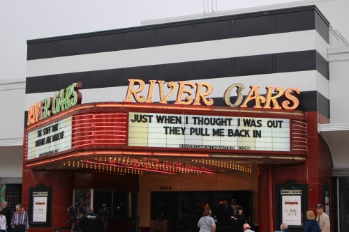 River Oaks Theater's marquee shares the fate of their future. (Sofia Gonzalez/Community Impact Newspaper)
