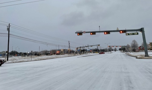 Iced-over roads in Plano see fewer drivers. (Courtesy city of Plano)