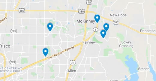 Google Maps screenshot of McKinney area