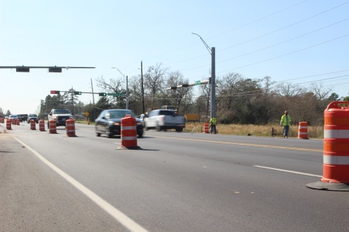 Recent roadwork was in its final stages in January on FM 2978. (Andrew Christman/Community Impact Newspaper)