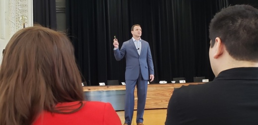 Georgetown ISD Superintendent Fred Brent delivers the 2020 State of the District address. (Community Impact Newspaper)