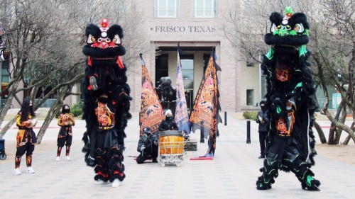 The Burning Sun Lion Dance association performs a lion dance during Frisco's first Annual Lunar New Year celebration Feb. 9, 2021, to usher in good luck. (Courtesy Frisco Inclusion Committee and city of Frisco)