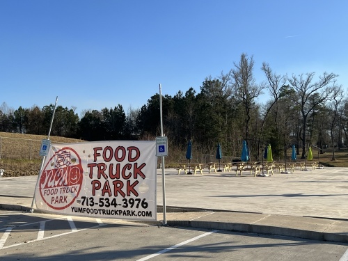 Yum Food Truck Park will open in Willis on March 1. (Maegan Kirby/Community Impact Newspaper)