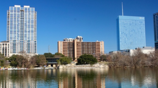 A bridge for Project Connect's Blue Line connecting the north and south shores of Lady Bird Lake could run through the current home of the Waller Creek Boathouse. (Ben Thompson/Community Impact Newspaper)