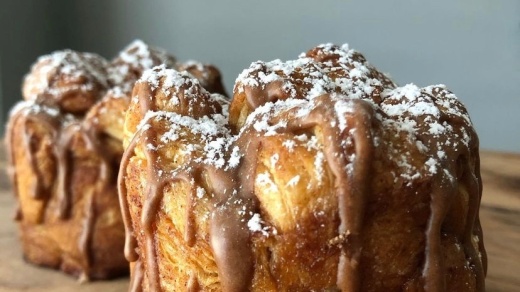 two pieces of monkey bread
