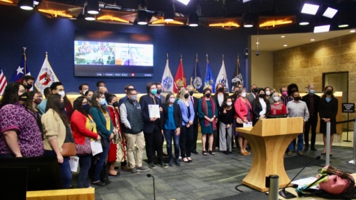City Council and community members gathered Feb. 15 to commemorate the one-year anniversary of Winter Storm Uri. (Ben Thompson/Community Impact Newspaper)