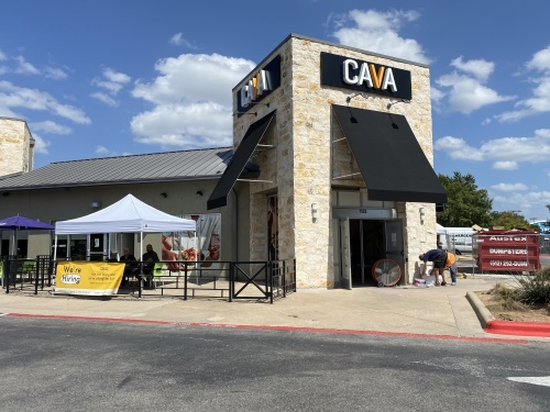 The new Cava is expected to open in June 2022. (Deeda Lovett/Community Impact Newspaper)