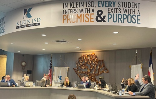 The Klein ISD board of trustees unanimously approved an order calling for a bond election to be held on May 7. (Hannah Zedaker/Community Impact Newspaper) 