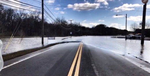 An image from the city of Franklin shows a high-water condition on State Route 106-Lewisburg Pike between Carnton Lane and Mack Hatcher Parkway earlier in February. The Tennessee Department of Transportation has closed a section of the road between Mack Hatcher and Carnton for a box culvert replacement. (Courtesy city of Franklin)