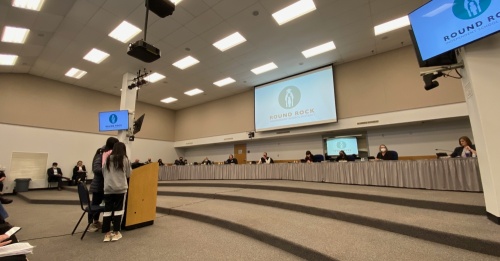 The Round Rock ISD board of trustees discussed the matter of its superintendent, Hafedh Azaiez, and his employment on Feb. 17. (Brooke Sjoberg/Community Impact Newspaper)
