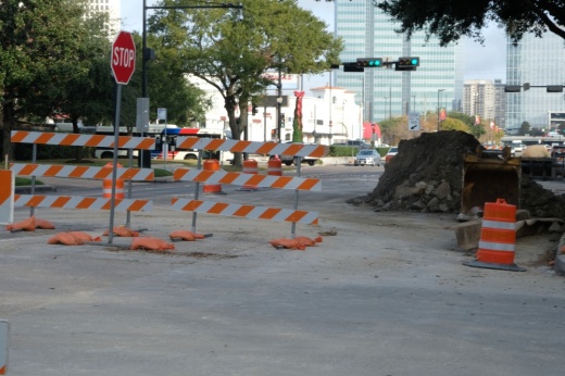 Construction is underway on Buffalo Speedway in West University Place. (George Wiebe/Community Impact Newspaper)