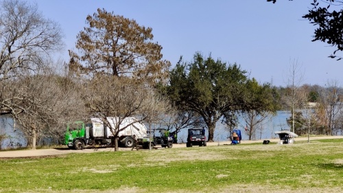 The city of Austin said at least 30 people were cleared from camps along the Ann and Roy Butler Hike and Bike Trail on Feb. 22. (Ben Thompson/Community Impact Newspaper)