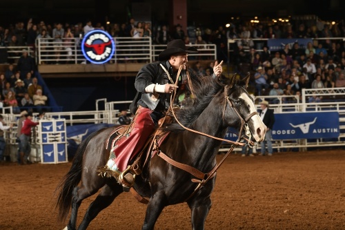 Man on horse at Rodeo Austin