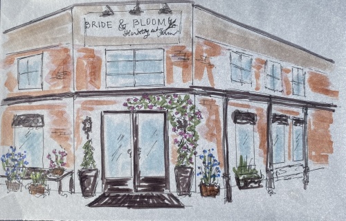 Bride & Bloom will celebrate the grand opening of its brick-and-mortar store in Montgomery on March 4-5. (Sketch courtesy Alisa McCorquodale)